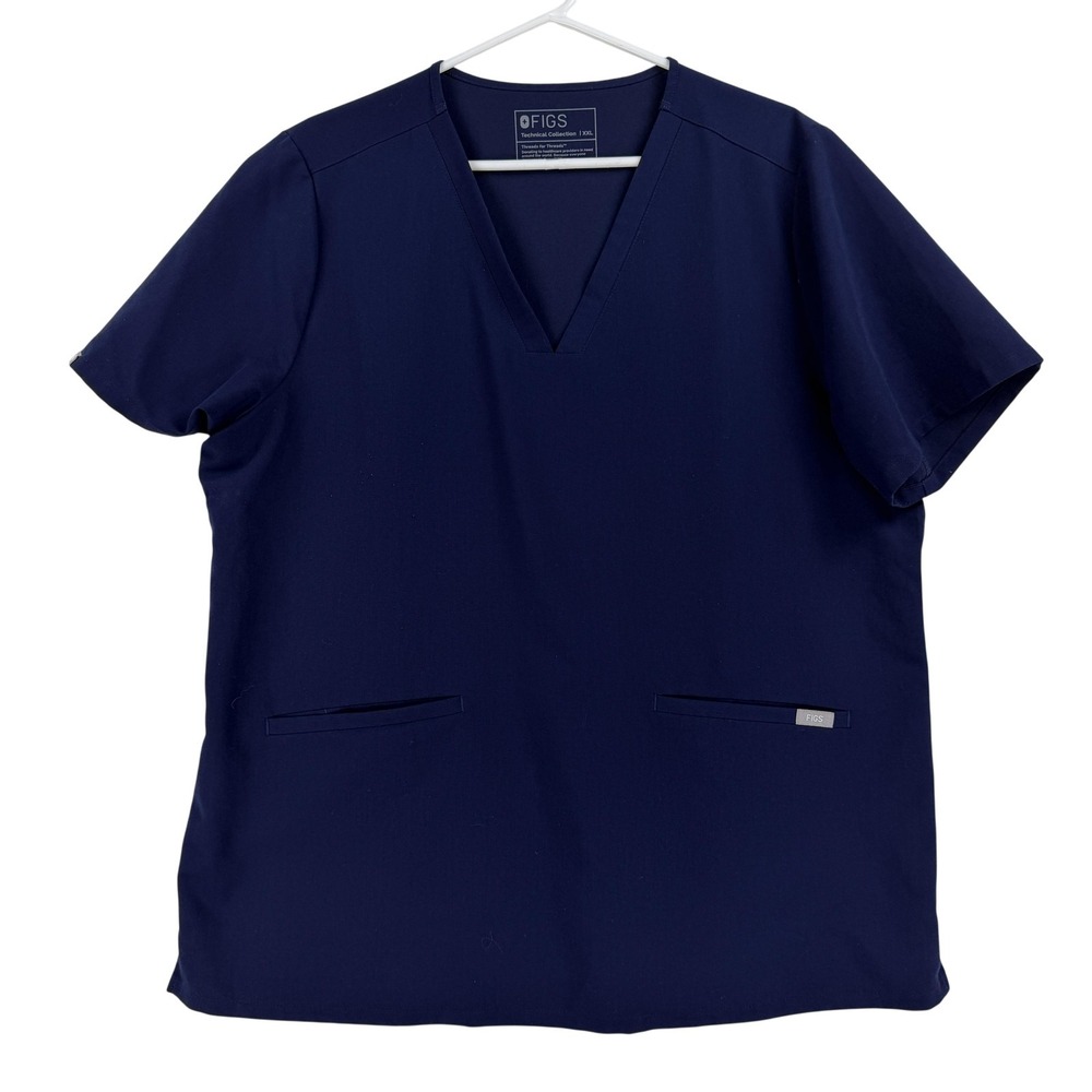 FIGS Shirt Mens 2XL Blue Casma Technical‎ Collection Scrub Top V-Neck #3182